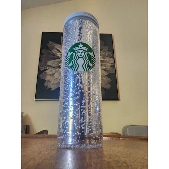 2020 Starbucks Platinum Silver Champagne Bubbly Tumbler Cup Mug 16oz - Picture 2 of 5